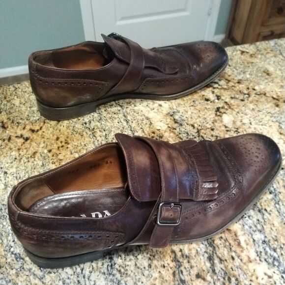 PRADA Brogue Leather Fringe Kiltie Perforated Monk Strap Oxfords Men's Sz 8.5 - Picture 2 of 12